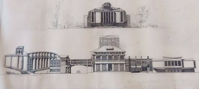 Studie Kulturního centra s divadlem pro Varnsdorf z let 1968-9. Archiv M. Syky